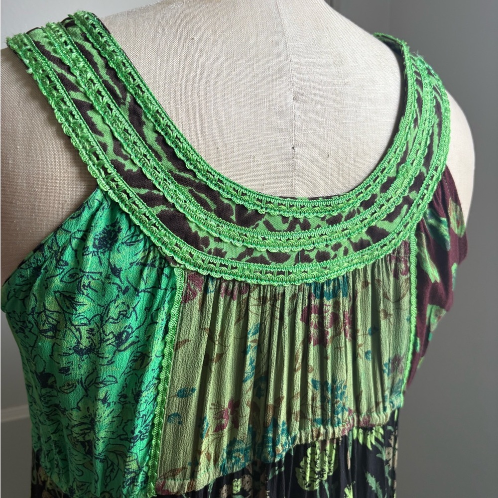 Green Boho Patchwork Maxi Dress - image 6